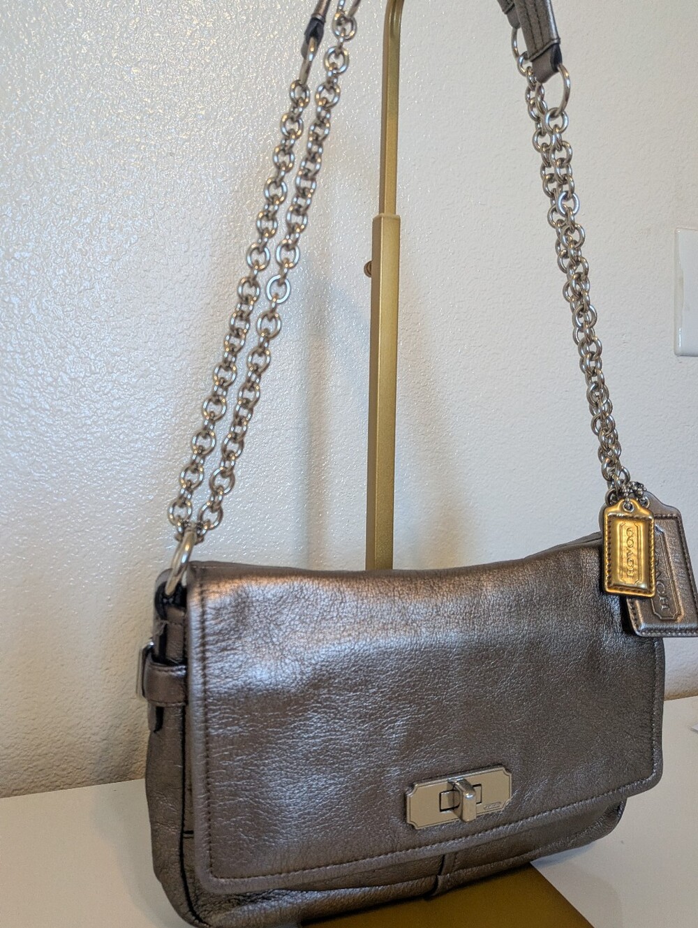Coach Metallic Chelsea Flap Convertible Shoulder Bag EUC - Picture 9 of 13